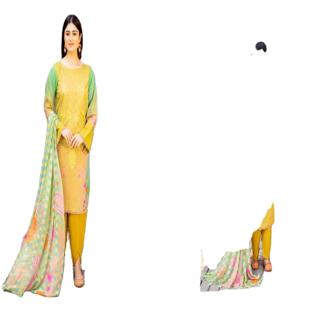 CHARIZMA 브랜드 인도와 파키스탄 의류 파티 착용 드레스 할인 가격으로 고품질 잔디의 수 놓은 잔디 정장