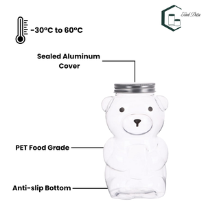 Botellas de Plástico Personalizadas con Diseño de Oso, Boca Ancha, Tapa de Rosca, Tapas de Aluminio, Botellas de Plástico Vacías al por Mayor para Jugos, Refrescos y Bebidas - Product Image 3