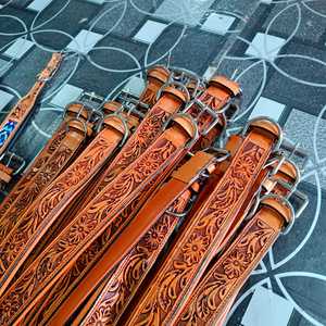 ปลอกคอสัตว์เลี้ยงหนังวัวนิ่มแบบตะวันตก - Product Image 4