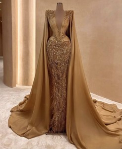 Vestido de Noche Musulmán Morado de Lujo para Bodas y Fiestas, con Lentejuelas, Cuentas y Cristales, Largo hasta el Suelo, Antiestático, Estilo Sirena - Product Image 1