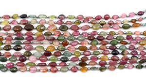 Cuentas de piedras preciosas de turmalina multicolor natural, proveedor de cuentas de turmalina multiforma ovalada lisa de 8 pulgadas - Product Image 4