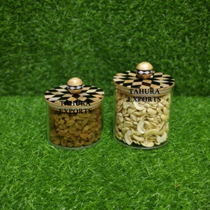 Classy New Storage <b>Jar</b> With Tray Tabletop Container Handmade Attractive Resin Style Storage Box Tabletop Serving <b>Decoration</b> - Product Image 1