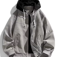 Blouson d'hiver pour homme et femme, à capuche, entièrement zippé, softshell, imperméable, coupe-vent, réversible, beige/marron/gris, fermeture éclair dorée