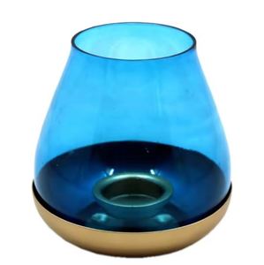 ที่วางแก้วสีฟ้าแบบทำด้วยมือของตกแต่งบ้านเสาเทียนตกแต่งบ้านที่วางของตกแต่งบ้าน - Product Image 1