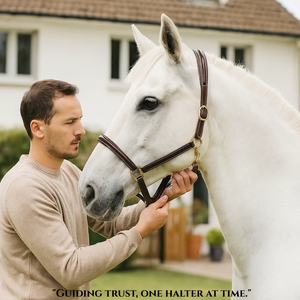 Licou fantaisie en cuir véritable 100% de haute qualité avec coutures faites à la main pour les courses de chevaux - Product Image 3