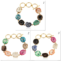 Bracelet ajustable en laiton plaqué or avec agate géode naturelle et druse, fermoir à bascule, pour femme