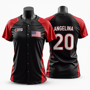 Ropa deportiva de poliéster transpirable de alta calidad Obtenga uniformes de béisbol y softbol impresos digitales personalizados Jerseys de malla suave - Product Image 1