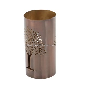 Candelero votivo redondo de Metal de la mejor calidad acabado de cobre antiguo para decoración de iluminación de bodas y hogares - Product Image 5