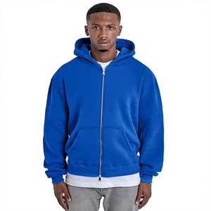Sudadera con capucha de color azul real para hombre, con cremallera completa, de color liso, gruesa, tipo chaqueta, modelo Trackstar, OEM, marca privada - Product Image 1