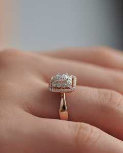 Doble Halo Set 2.0CTW VVS1 D corte redondo Moissanite anillo de compromiso hermoso hecho a mano boda joyería aniversario fiestas regalo - Product Image 4