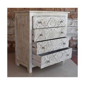 Bulk Wholesale Modern <b>Wood</b> 4 Carved Drawer <b>Chest</b> Cabinet Set for Living Park Application Manufactured Furniture Manufacturers Indore Collection - Product Image 5