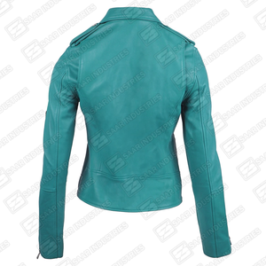 Chaqueta de Motociclista de Cuero Genuino para Mujer, Ajustada, Estilo Motero, Otoño Invierno, Impermeable, Cortavientos, Moda Casual, Ropa de Calle, OEM - Product Image 3
