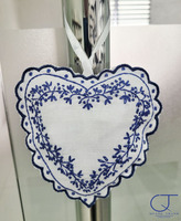 Borsa a bustina di lavanda ricamata all'ingrosso su misura con capesante ricamata borsa a forma di cuore di lino di alta qualità
