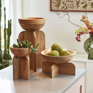 2025 dernier bol à fruits en bois de piédestal de conception - Product Image 5