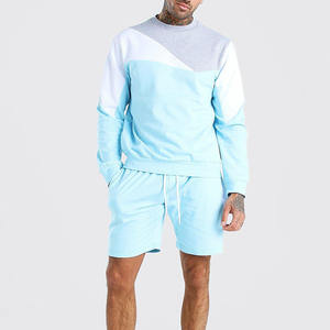 Ensembles short d'été OEM pour hommes ensemble deux pièces chemise et short à col en V ensemble short en coton respirant pour hommes avec logo personnalisé - Product Image 1