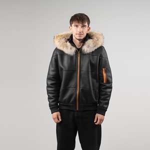 Veste en cuir à col en laine avec logo et design personnalisés disponibles aux prix de gros avec veste de style moderne pour hommes - Product Image 6