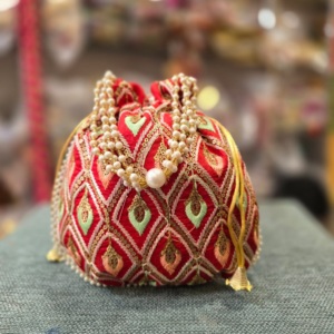 Bolsa de Potli bordada de Gota India hecha a mano para mujer, nuevo vestido Vintage, bolso de regalo de boda a la moda, vestido Vintage indio hecho a mano - Product Image 1