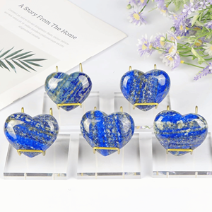 Vente en gros Lapis Lazuli Naturel Puffy Coeur Cristal Pierres Précieuses Polies Style Feng Shui Reiki Pierre d'Harmonie pour Amour Cadeaux Maison - Product Image 5