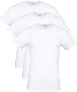 T-shirts pour hommes, vintage, amples, unis, en coton extensible, respirants, col rond, multipack, blancs. - Product Image 2