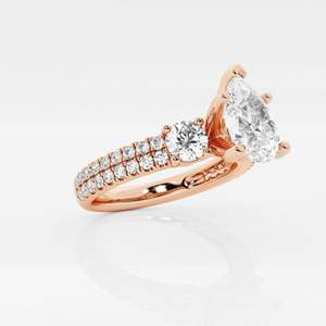 แหวนหมั้นสำหรับผู้หญิงหินสามชิ้นตัดจากลูกแพร์ - Product Image 4