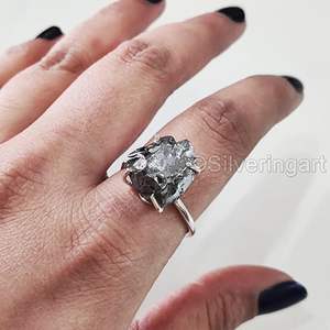 Ensemble de bijoux pour femmes en hématite naturelle, pierre de naissance de mars, bijoux faits à la main, pendentif en argent sterling 925, ensemble de bagues - Product Image 3