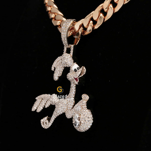 VVs claridad redondo corte brillante Moissanite diamantes 925 plata esterlina personalizado dibujos animados colgante chapado en oro helado estilo Hip Hop - Product Image 6