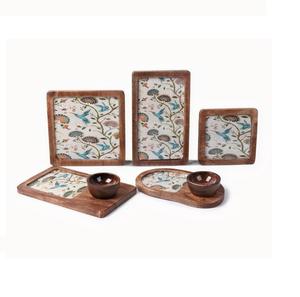 Plato de bandeja de servicio de madera de acacia más vendido con diseño rectangular único precio de fábrica ecológico - Product Image 2