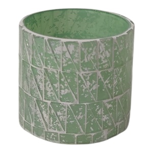 Support votif de luxe de haute qualité fabriqué à la main Unique vert blanc nuances décoratives mosaïque bocaux à bougie en verre pour la décoration intérieure - Product Image 5