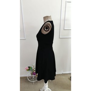 Vestido Corto de Crepé Brillante con Cuello Cruzado y Sin Mangas para Mujer, 34619 - Negro - Product Image 6