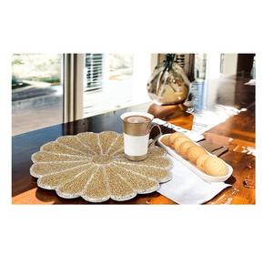 Vintage Style Embroidery Beaded Round <b>Blue</b> Solid Home <b>Placemat</b> Wedding Banquet Use Eco-Friendly Durable Table Top - Product Image 4