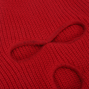Masque de ski de conception personnalisée brodée 3 trous couverture intégrale du visage Bandit rappeurs masque de ski en tricot cagoule avec logo brodé Vente en gros - Product Image 3
