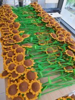 Fleurs artificielles en laine tricotée au crochet faites à la main, lot de fleurs floquées, cadeau fait à la main