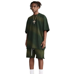 เซ็ตกางเกงขาสั้นผ้าฝ้าย100% 2ชิ้นสำหรับผู้ชายเสื้อทีเชิ้ตลำลองไซส์ใหญ่พิเศษระบายอากาศได้ดีออกแบบโลโก้ได้ตามต้องการสำหรับฤดูร้อน - Product Image 6