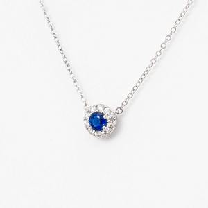 Collar con Colgante de Oro Sólido de 14K con Zafiro Azul Redondo de 0.40 Quilates y Diamantes, Joyería Elegante, Regalo de Cumpleaños para Mujer - Product Image 2