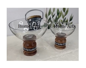 Lot de 2 bols à dessert en métal et en bois de taille et de forme personnalisées du meilleur exportateur indien - Product Image 3