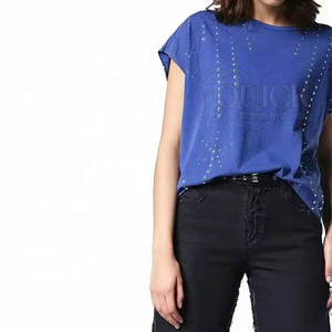 Respirant bas prix femmes strass t-shirts été décontracté à manches courtes séchage rapide écologique de haute qualité en Stock - Product Image 4