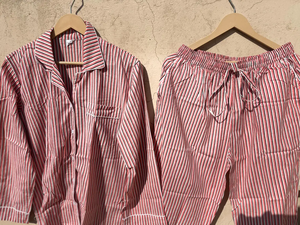 Conjunto de pijama de algodón a rayas, conjunto de pijama de algodón, pantalón bohemio, conjunto de pijama estampado a mano para dama de honor - Product Image 3