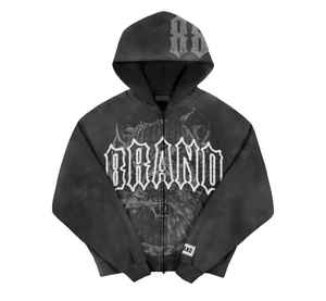 ชุดวอร์มล้างกรดของผู้ชายชุดวิ่งแบบมีฮู้ดชุดวอร์มมีฮู้ดสำหรับวิ่งโลโก้ออกแบบได้ตามต้องการ - Product Image 5