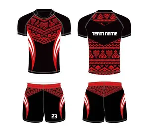 Vêtements de football rugby respirants à séchage rapide fabriqués en uniformes de sport en tissu polyester - Product Image 2