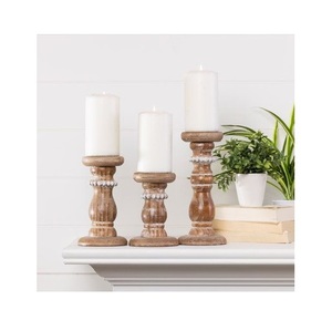 Bougeoir en bois inspiré du bois flotté adapté aux événements extérieurs de style de table de mariage ou aux arrangements d'éclairage de soirée - Product Image 5