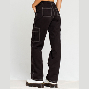 OUDINA-pantalones vaqueros de pierna ancha para mujer, Pantalón Cargo holgado, para novio - Product Image 4
