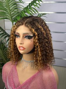 Super doble dibujado 5*5 cierre Peluca de encaje crudo original vendedores de cabello humano rizado <span class=keywords><strong>rizos</strong></span> 5*5 cierre Peluca de encaje precio de fábrica - Product Image 6