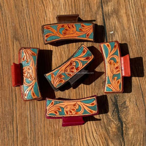 New Arrival Hot Selling Western Stylish Handmade Tooled Engraved Leather <b>Hair</b> <b>Claw</b> Clips Leather <b>Claw</b> <b>Hair</b> Accessories for Women - Product Image 2