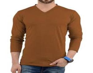 T-shirt pour homme en coton 100% durable, col en V, manches longues, coupe ajustée, style vintage, séchage rapide, tissu jersey 180g - Product Image 3