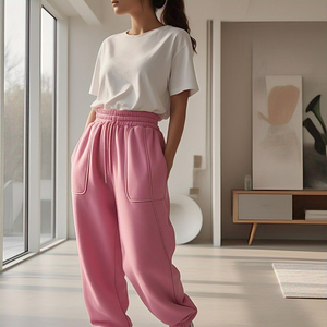 Sportswear <b>Jogging</b> Wear Sweat Pants Trouser Ladies Oversize High Drawstring Waist Fleece Sweatpants Women - Product Image 3