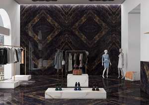 ธันเดอร์สีดำ160x320ซม. แผ่นกระเบื้องพอร์ซเลนแผ่นผนัง12มม. มันวาวสำหรับรับประทานอาหารและกลางแจ้ง - Product Image 2