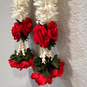 Guirnalda de boda india, jazmín artificial y Mala de rosas, decoración tradicional hindú Puja, colgante de puerta, inauguración de la casa, Ganesh Chaturthi - Product Image 1