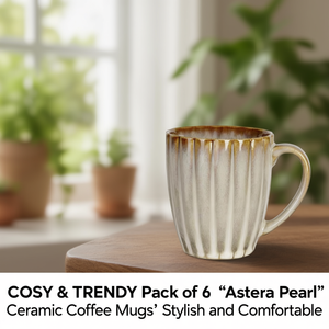 COSY & TRENDY Lot de 6 tasses à café en céramique 'Astera Pearl' élégantes et confortables - Product Image 3