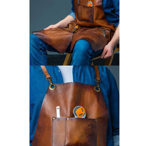 Delantales de cuero a prueba de aceite de la mejor calidad y precios baratos/delantales de cocina transpirables de servicio OEM hechos con cuero genuino - Product Image 2