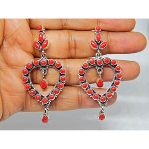 ต่างหูแฟชั่นสีเงินสเตอร์ลิง925ปะการังอัญมณีสำหรับเด็กผู้หญิงและผู้หญิง Item-E0588-GS ของขวัญ - Product Image 3